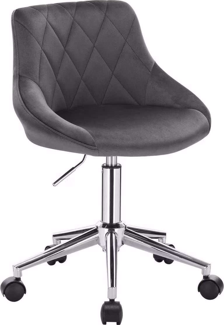 Sedia da ufficio - Grigio scuro - Ergonomica - Velluto - Su rotelle - Regolabile in altezza
