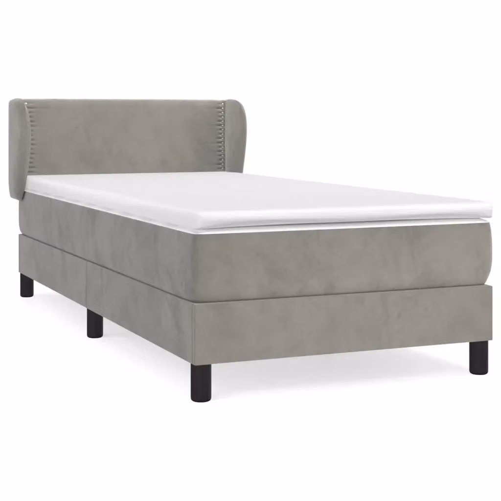 vidaXL Giroletto a Molle con Materasso Ibrido in Velluto Grigio Chiaro L/P/H: 203 x 100 x 88 cm – 2