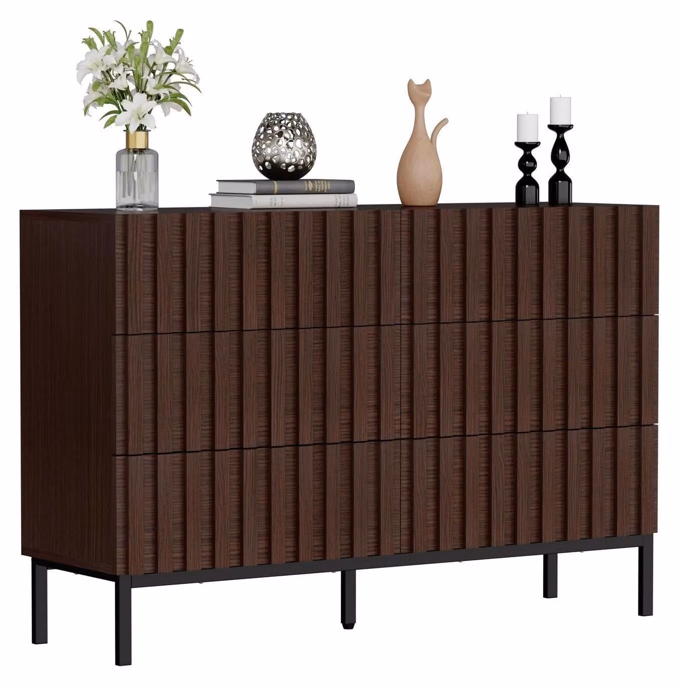 Comodino con 6 cassetti, dimensioni 73,4 x 34,5 x 100 cm, colore marrone scuro