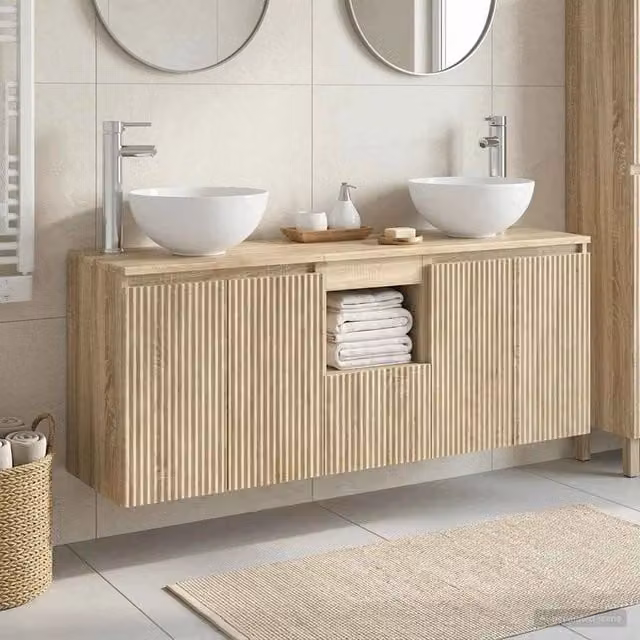 Set di Armadi da Bagno 3 pz Rovere Sonoma 49,5 x 35 x 63 cm 3405619