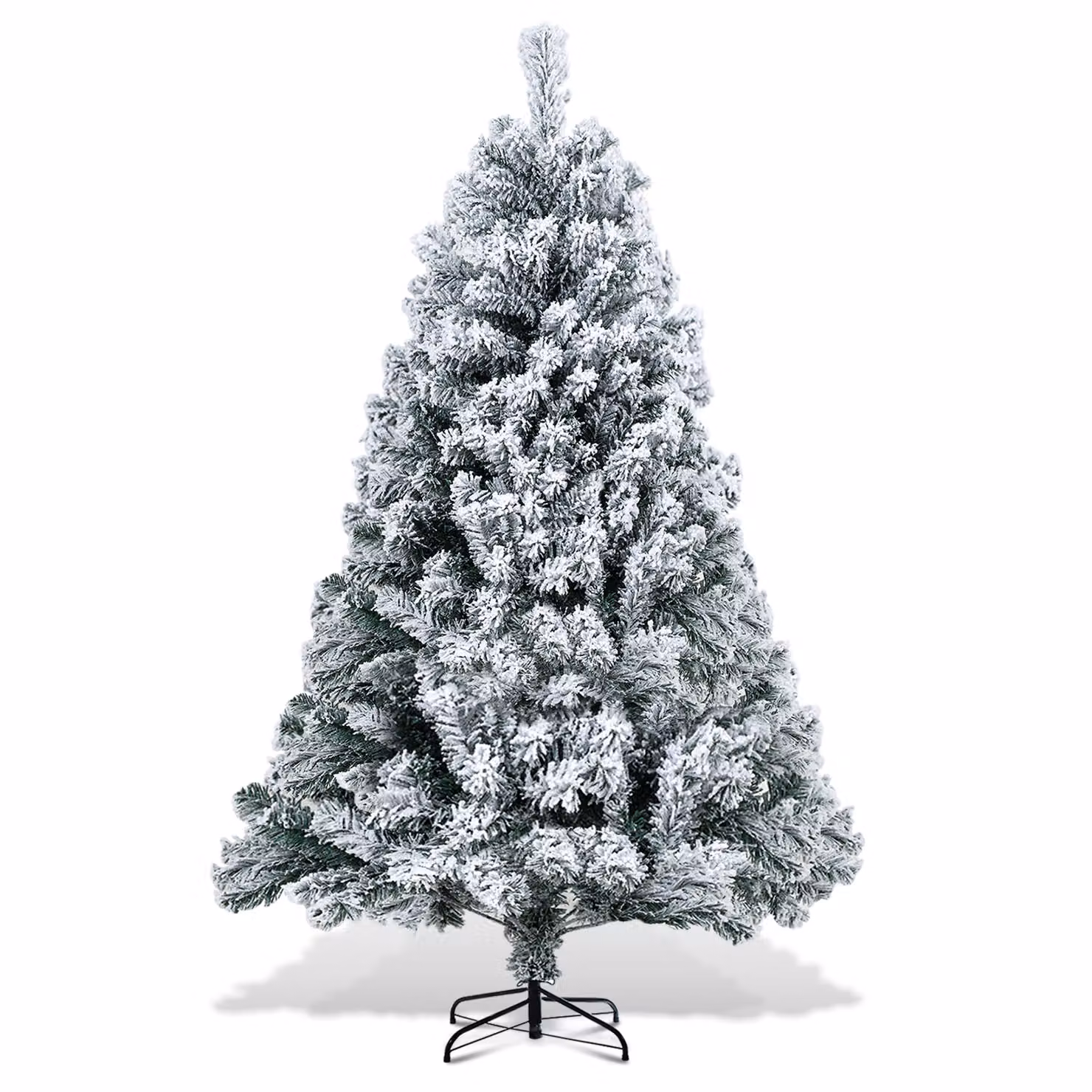Jopassy albero di Natale floccaggio polvere di neve decorazione di Natale albero artificiale 180cm con polvere di neve