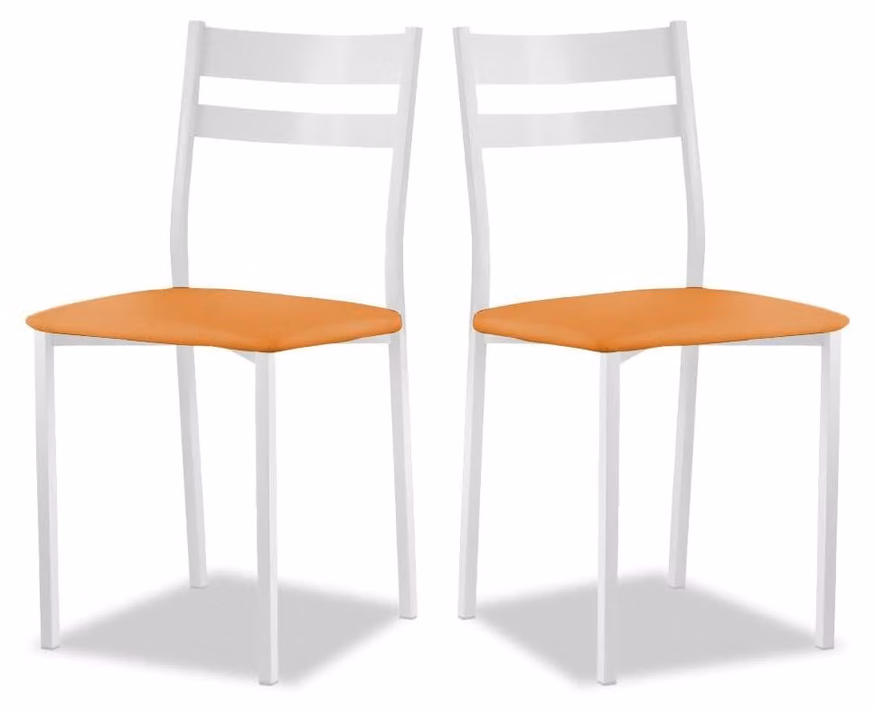 Sedia da cucina in metallo con schienale aperto, colore arancione, set da 2