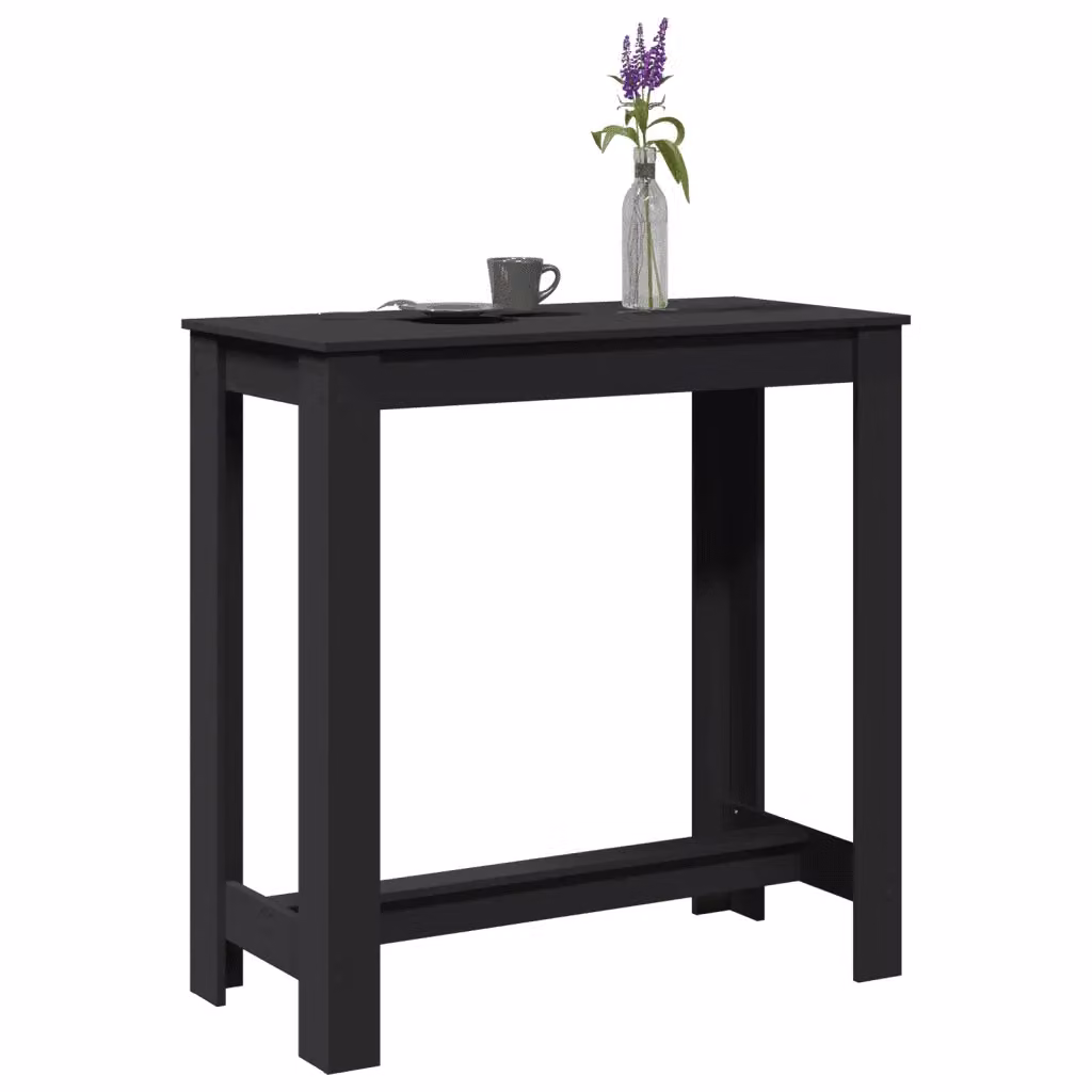 Tavolo da bar moderno rettangolare nero in legno e MDF, L: 102 cm, P: 50 cm, H: 103,5 cm – 2