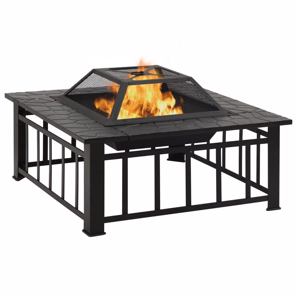 The Living Store Pozzetto da giardino con attizzatoio 81x81x47 cm XXL in acciaio