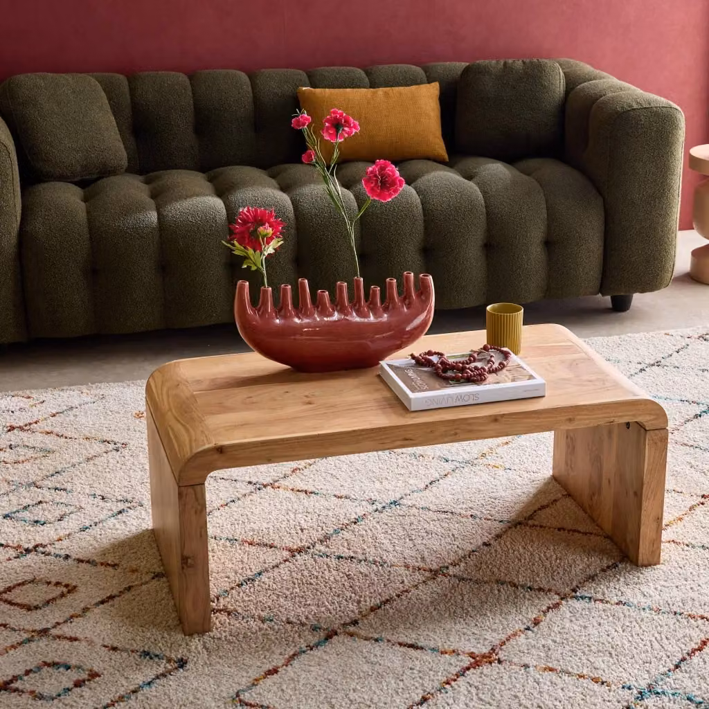 Tavolino rettangolare in legno di acacia Sweeek, marrone naturale, L: 50 cm, P: 40 cm, H: 25 cm – 2