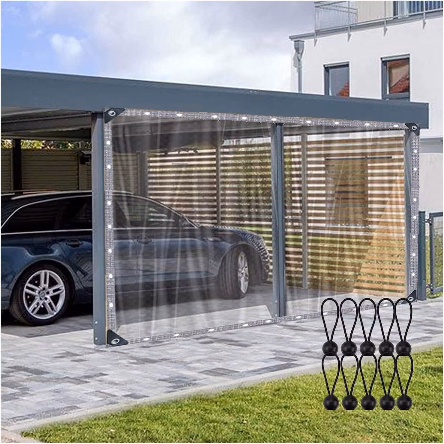 Telo protettivo e telo copriletto per tende da esterno, impermeabile, spessore 0,12 mm, adatto per auto, tende, garage, telo in polietilene (PE) rinforzato, pareti laterali, disponibile in 60 diverse dimensioni (colori)