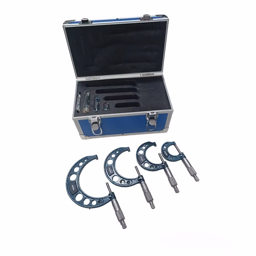 Set di 4 micrometri esterni Accud in acciaio inossidabile, range 0-100 mm, precisione 0,01 mm, colore argento – 2