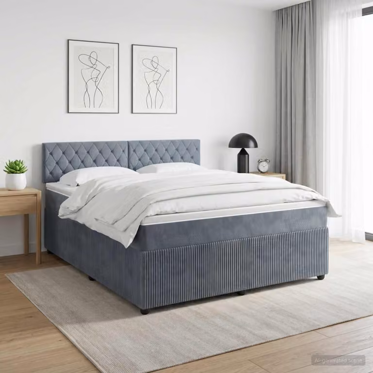 Maison Exclusive - Letto boxspring con materasso grigio scuro 140 x 200 cm velluto