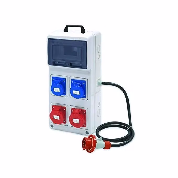 ROSI 2242 Quadro di Distribuzione Portatile Grigio con 2 Prese 3P 16A 230V, 2 Prese 4P 16A 400V, Interruttore Differenziale 4P 16A e Cavo Siliconico 5G2,5 mm² con protezione IP67 – 2