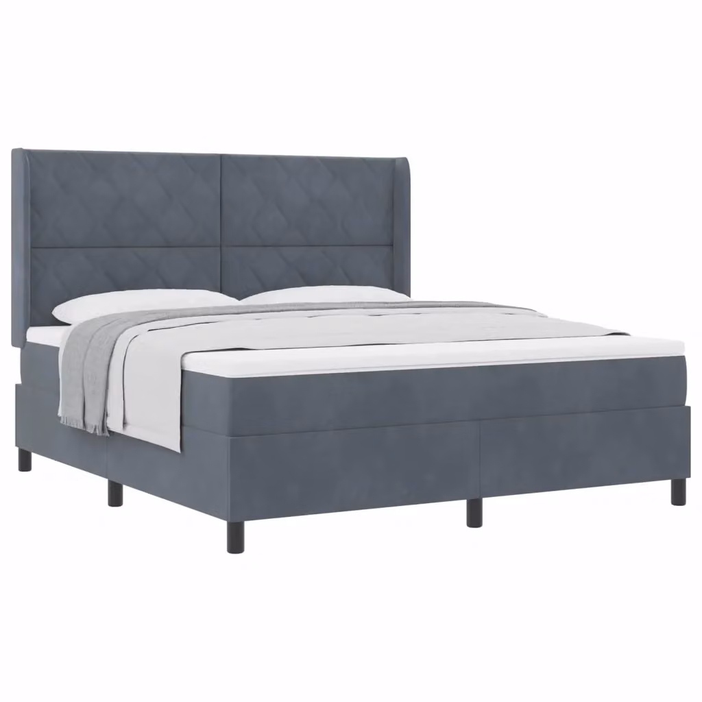Letto a molle con materasso vidaXL in velluto grigio, L/P: 180 x 200 cm – 2