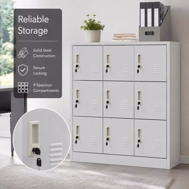 Locker Cabinet, Light Grey, 90x45x92.5 Cm, Steel