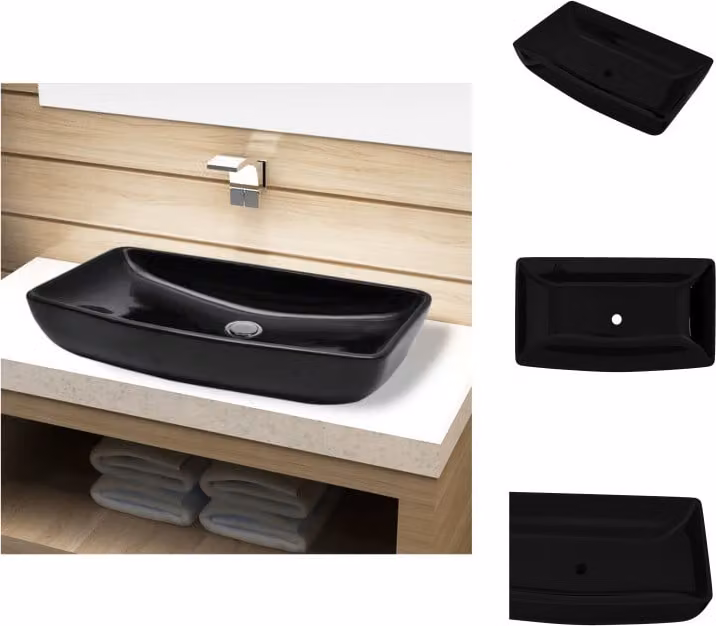 Lavabo in Vetroceramica nero rettangolare - Lavabo da bagno