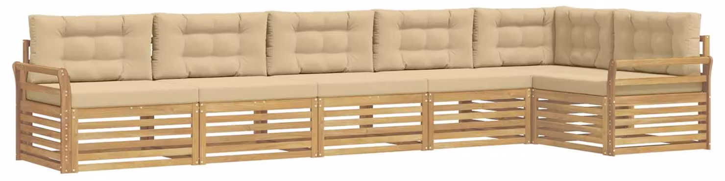 Set di divani da esterno, 6 pezzi, colore beige, dimensioni 408 x 170,5 x 73 cm