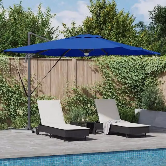 Parasole Roma-Ombrellone da giardino Blu 286 x 284 x 270 cm Alluminio e Poliestere