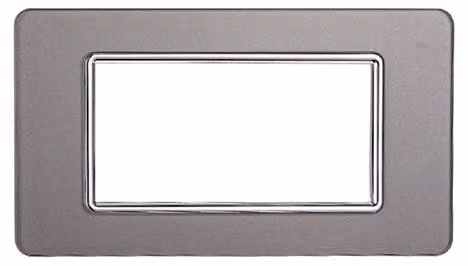 Placca compatibile Vimar Plana 4 moduli vetro colore argento Ettroit EV84406