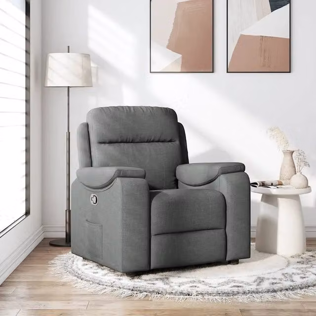 Poltrona Reclinabile Relax vidaXL in Tessuto Grigio con Braccioli e Regolazione Manuale – 1