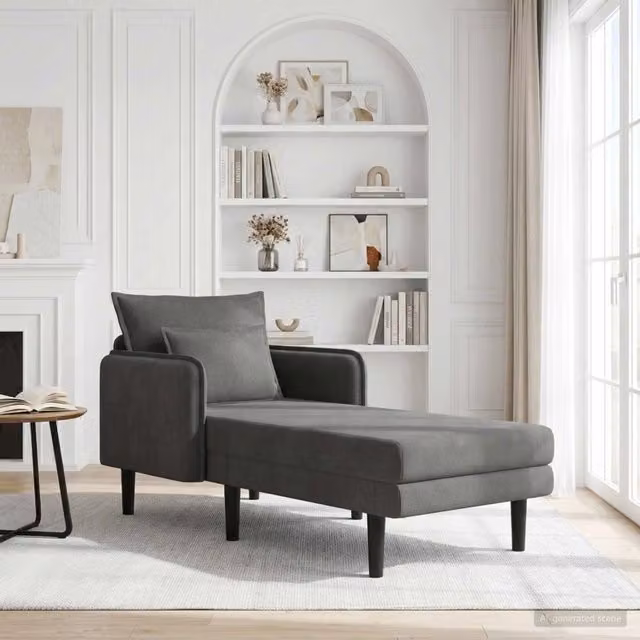 Chaise longue oversize Grigio Scuro Tessuto in velluto a coste 42048060