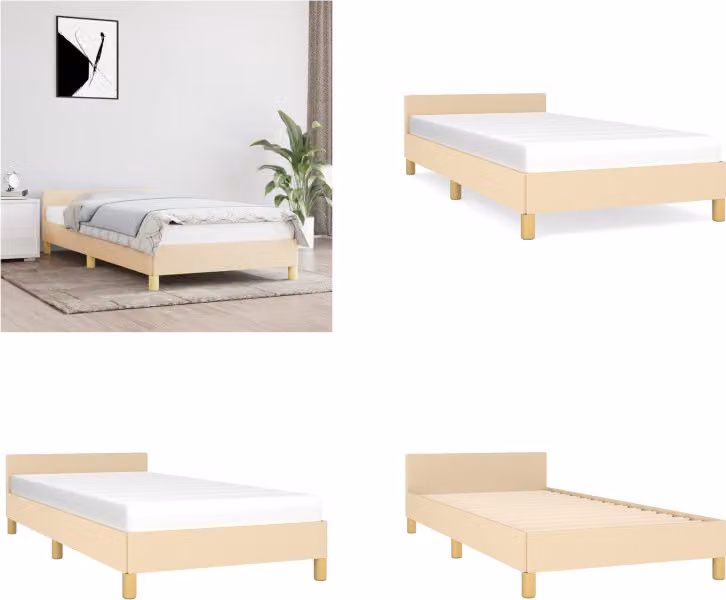 vidaXL Giroletto con testiera panna 80x200 cm in tessuto - Giroletto con testiera - Giroletti con testiera - Giroletto - Letto con testiera
