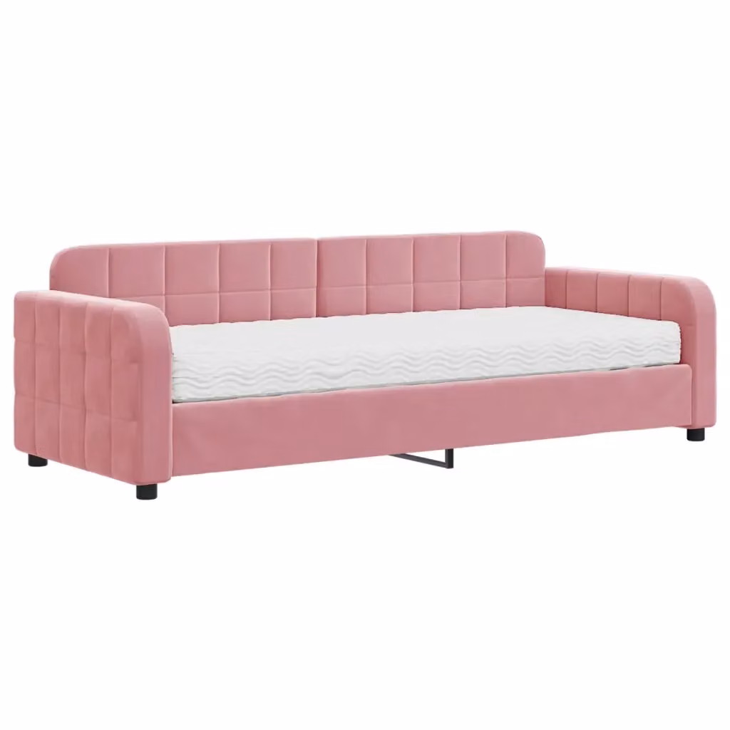 Divano Letto Moderno vidaXL in Velluto Rosa con Materasso in Schiuma L/P/H: 223 x 71 x 80 cm – 2