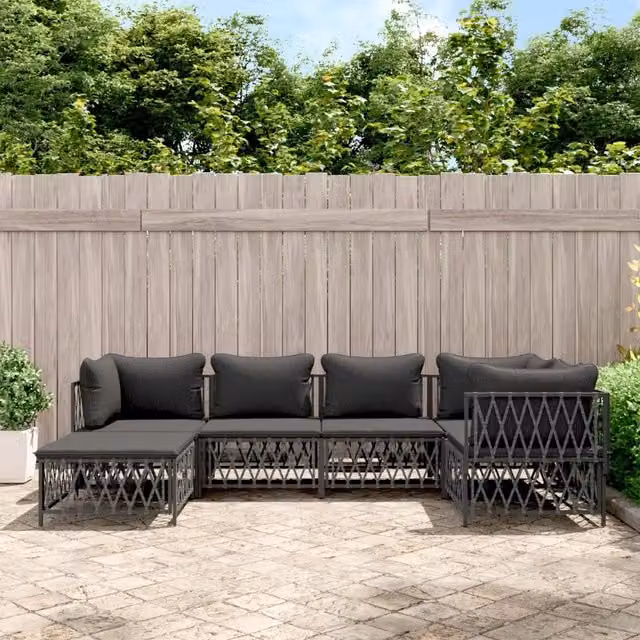 Set Salotto da Giardino 6 pz con Cuscini in Acciaio Antracite 3186893