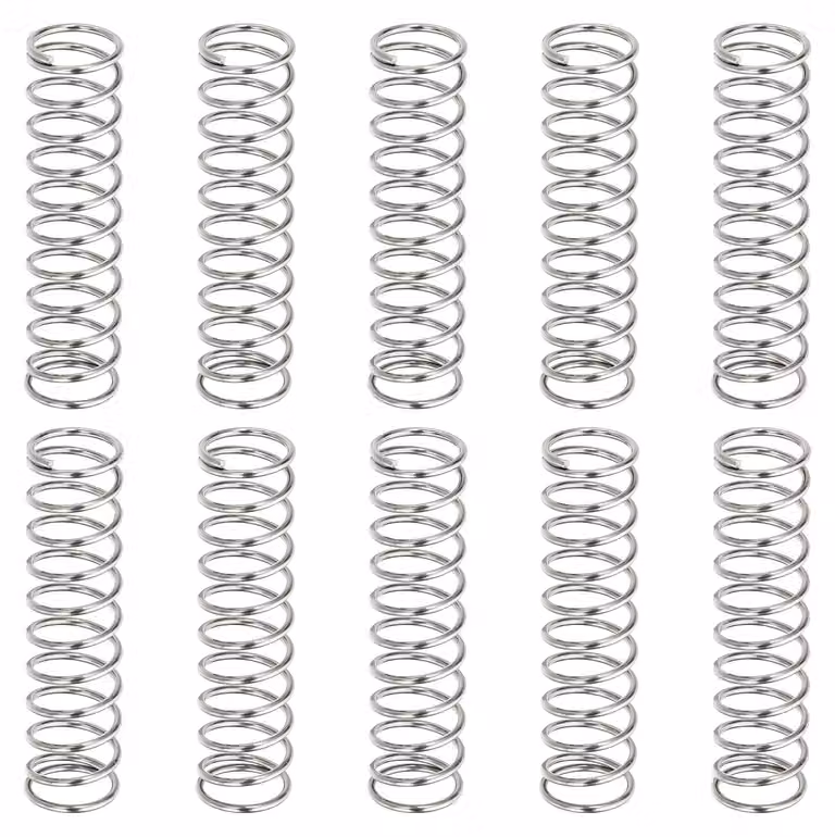 Molle a compression, 10 pezzi, dimensioni 0,9x10x45 mm, acciaio inossidabile 304, colore argento