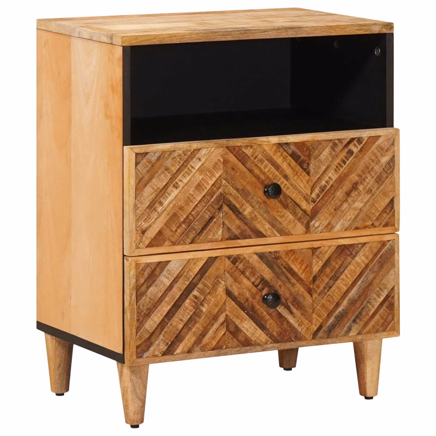 Comodino moderno vidaXL in legno di mango massello marrone L: 50 cm, P: 33 cm, H: 60 cm