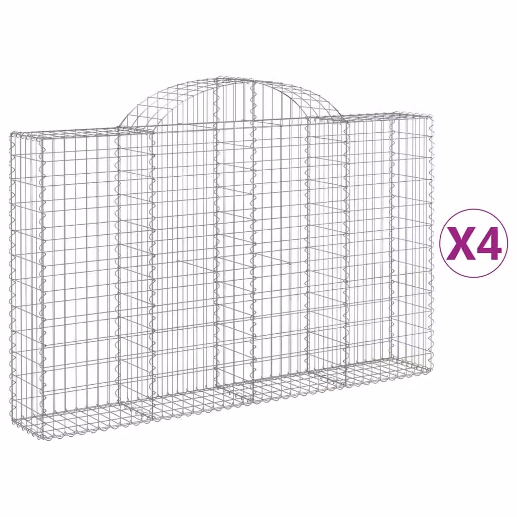 Cesti Gabbioni ad Arco 4 pz 200x30x120/140 cm Ferro Zincato