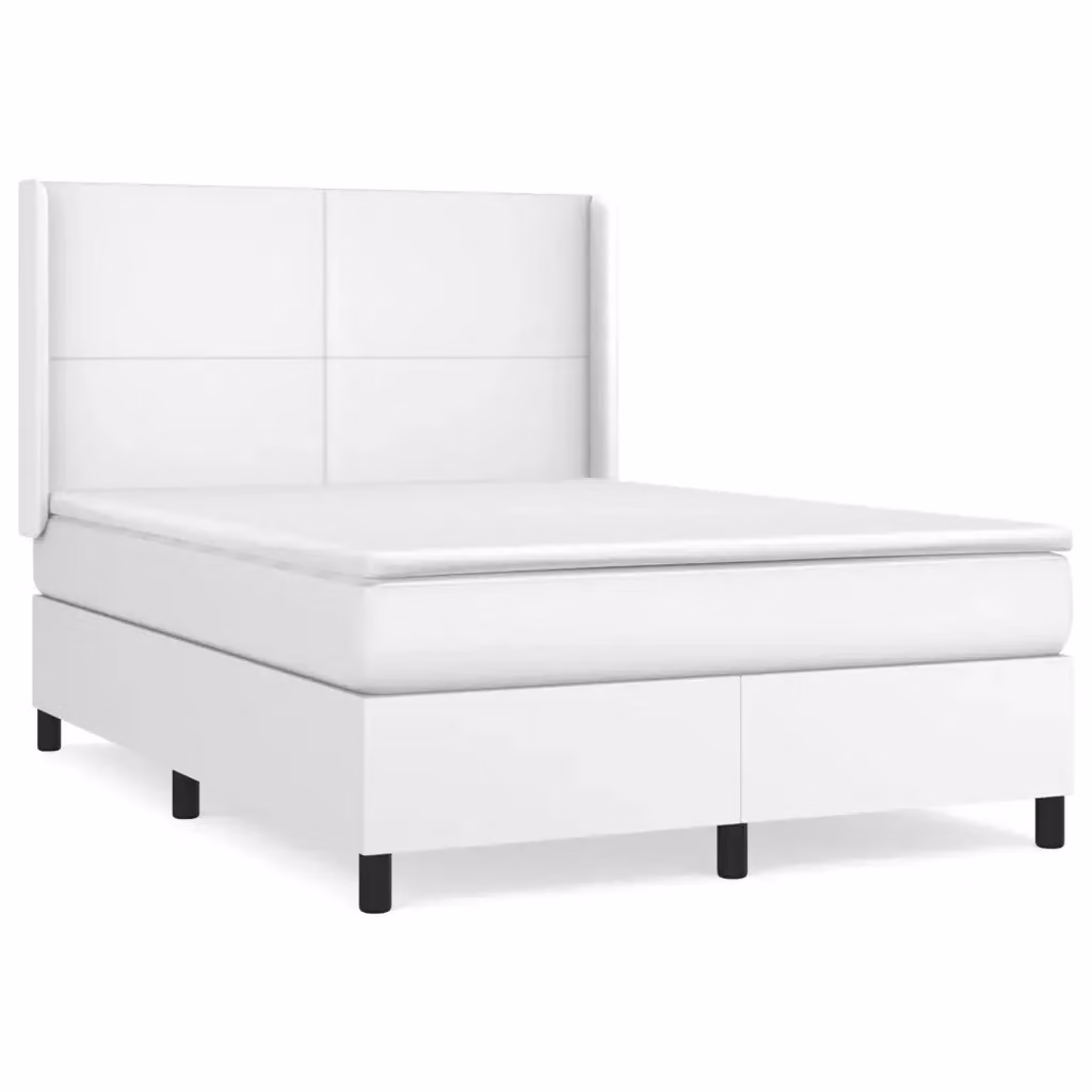 Letto con Giroletto a Molle e Materasso Bianco vidaXL in Similpelle L/P/H: 203 x 147 x 128 cm – 2