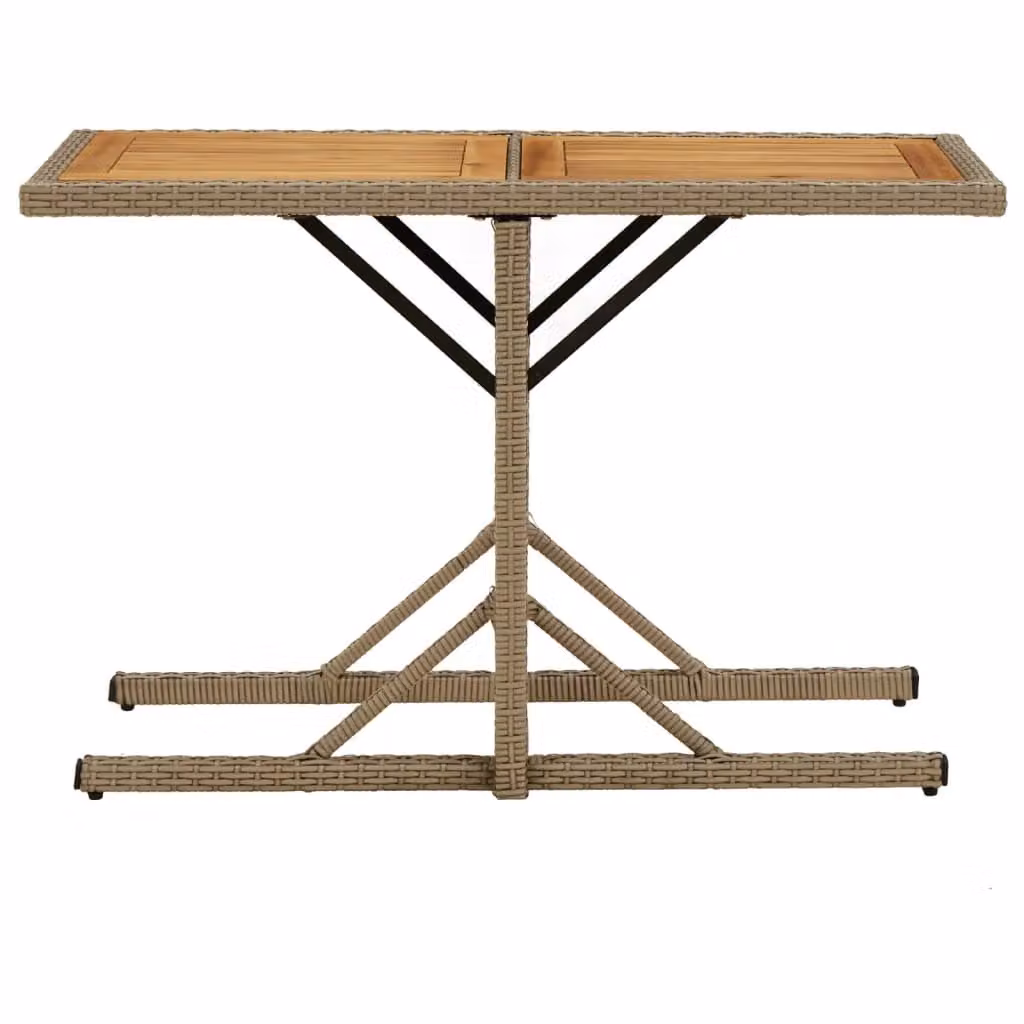 Tavolo da Giardino Beige Legno Massello di Acacia e Polyrattan