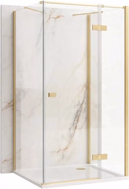 Cabina Doccia Rea Atlas a Forma U con Vetro e Finitura Gold, Lato Sinistro, L: 120 cm, P: 100 cm