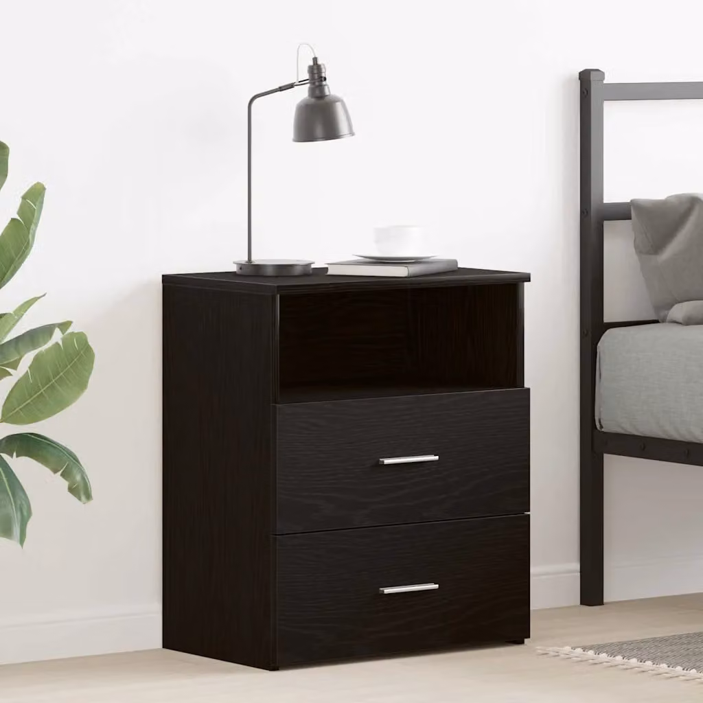 Comodino vidaXL in legno ingegnerizzato MDF stile rustico, colore nero, L 50 x P 32 x H 60 cm