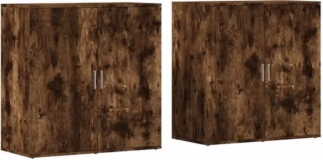 Credenze 2 pz | Madia | Buffet da pranzo | Armadio da pranzo Rovere Fumo 79x38x80 cm in Legno Multistrato