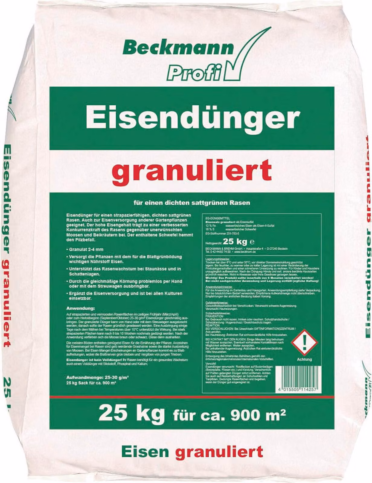 Fertilizzante ferro 25 kg, concime per prato, antimuschio prato 2-4mm per ca. 900m²