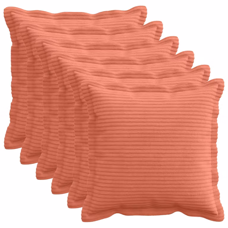 Set di 6 federe quadrate vidaXL HOUTEN in velluto a coste, Rosso Arancio, 40 x 40 cm