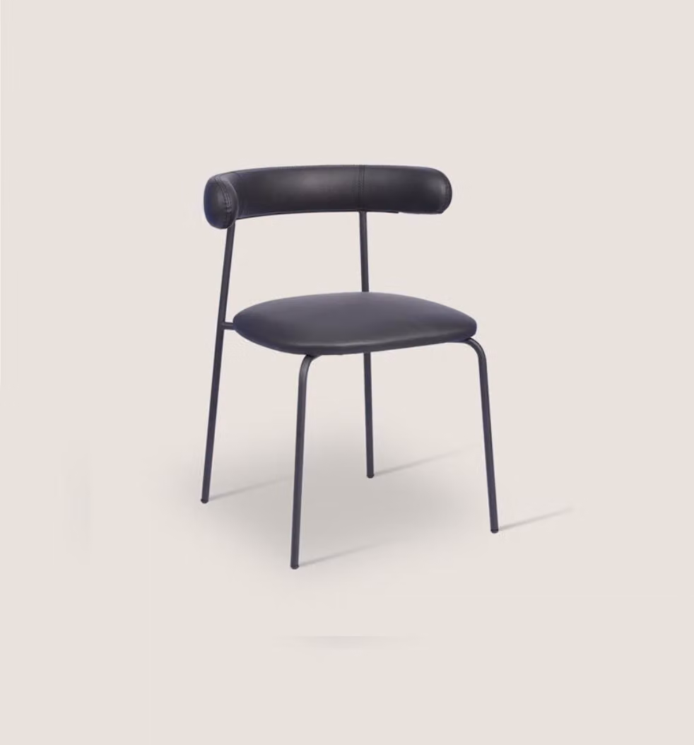 Schwarzer Edelstahl Stuhl Kunstleder Stühle Einsitzer Esszimmer Möbel