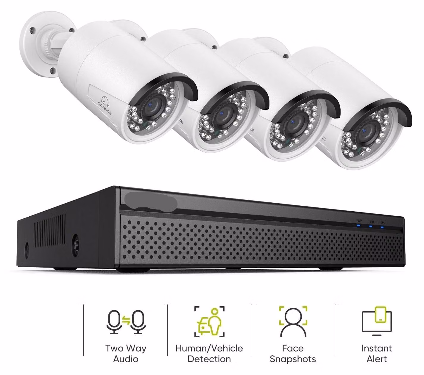 Sistema di videosorveglianza: telecamera da 8MP, registratore NVR a 8 canali, rilevamento umano e basato sull'intelligenza artificiale, tecnologia PoE