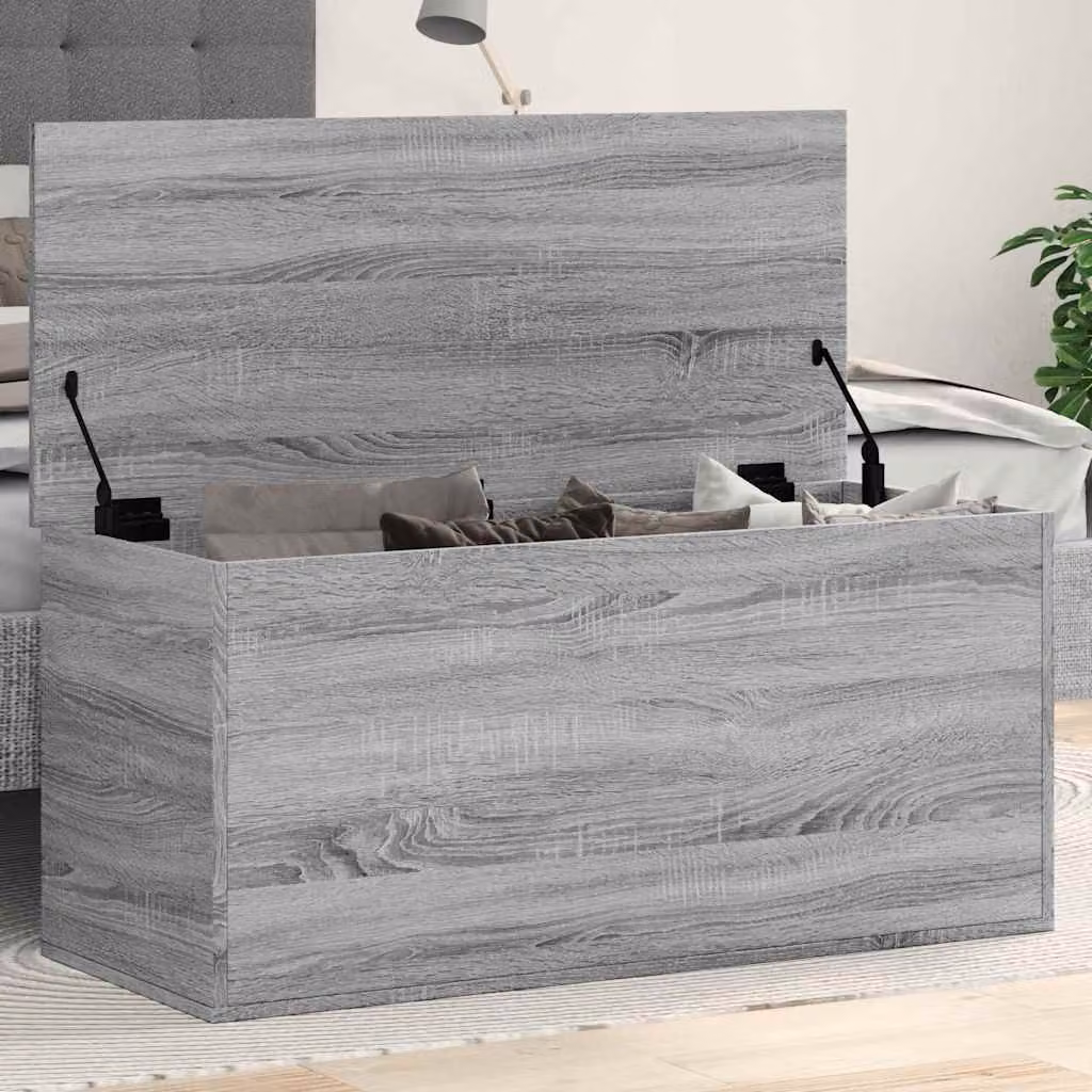 Contenitore vidaXL in legno multistrato Grigio Sonoma L 100 cm, P 42 cm, H 46 cm