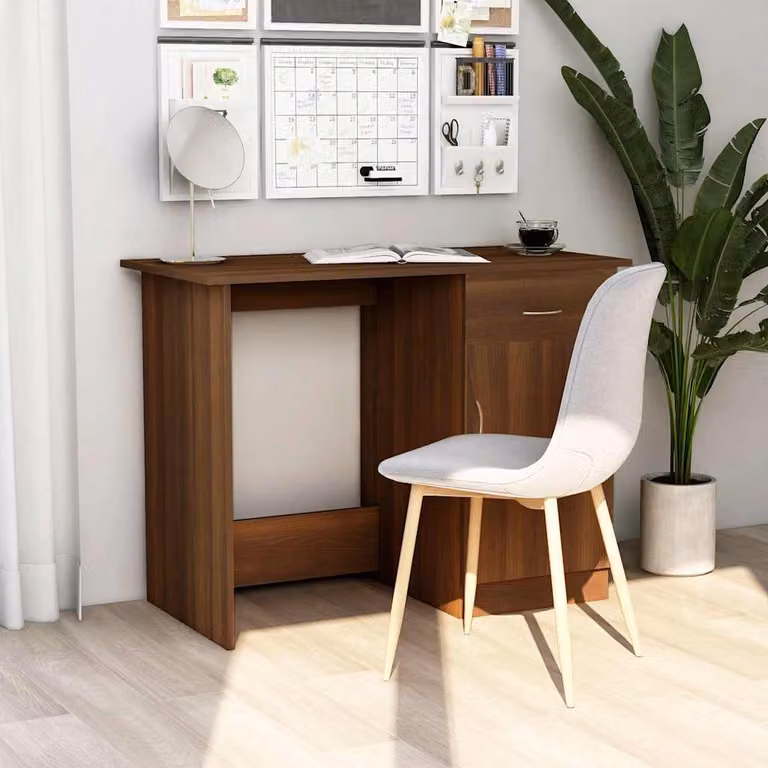 Scrivania moderna vidaXL in legno color rovere marrone L: 100 cm, P: 50 cm, H: 76 cm