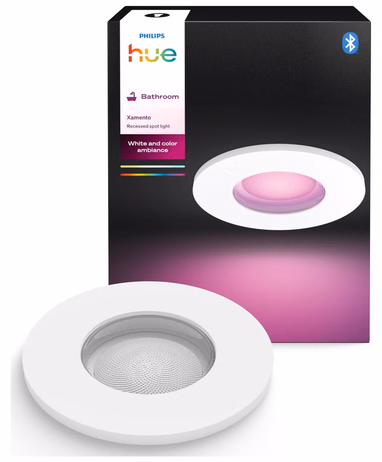 Lampada a incasso Philips Hue White and Color Ambiance, Bluetooth/Zigbee, colore bianco, attacco GU10, per interni, temperatura di colore regolabile da 2000 K a 6500 K