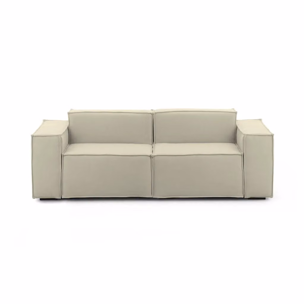 Divano componibile a 2 posti Lepidolite di Talamo Italia, modello moderno in tessuto beige con funzione letto, L: 220 cm, P: 95 cm, H: 70 cm – 2