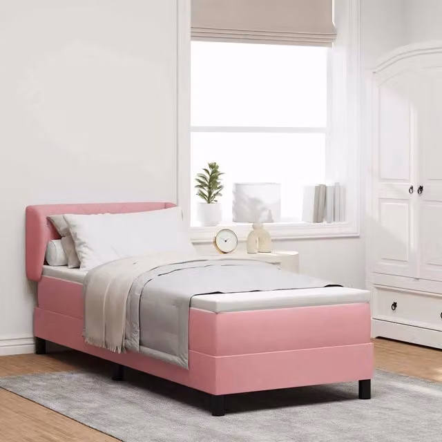 Letto a molle con testiera Rosa 80 x 200 cm Velluto 3340309