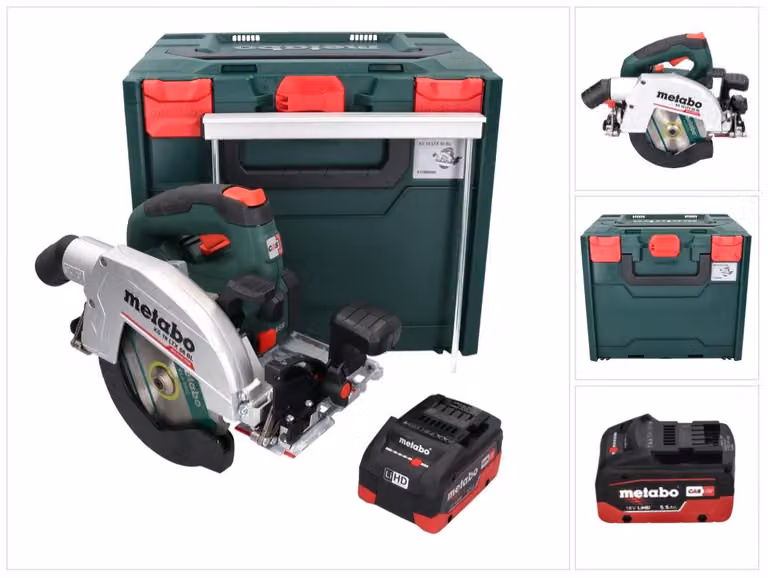 Sega circolare a batteria Metabo KS 18 LTX 66 BL 18 V 165 mm + 1x batteria da 5,5 Ah + metaBOX - senza caricabatterie