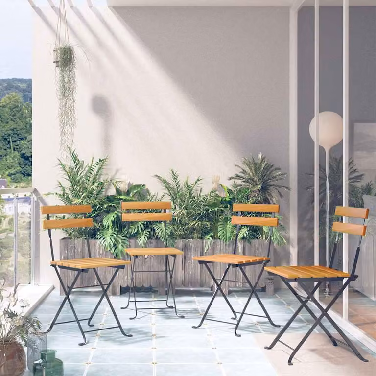 Set di 4 sedie pieghevoli da bistrot vidaXL in legno di acacia marrone