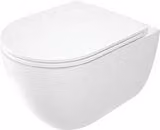 WC da parete bianco, modello D, a scarico profondo, senza bordo di scarico, con sedile "Round" con chiusura ammortizzata