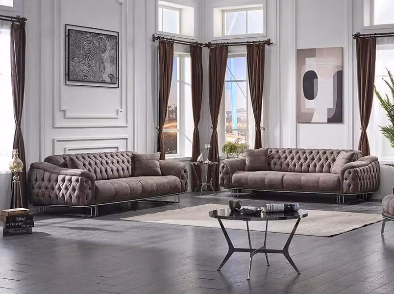 Textil 2x Sofa Dreisitzer Couch Wohnzimmer Textil Polstermöbel Couchen