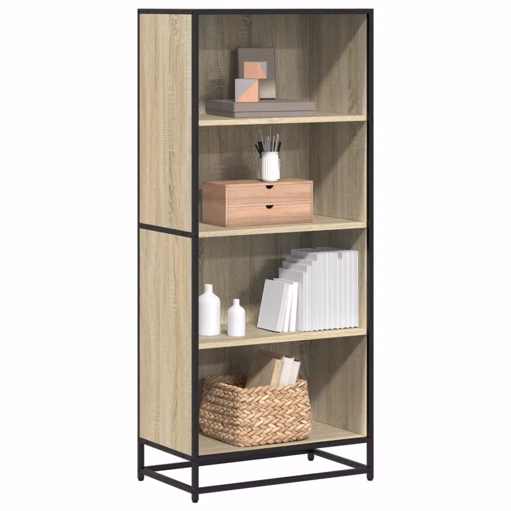 Libreria in stile industriale vidaXL in legno e metallo, colore marrone e beige, L 60 cm x P 35 cm x H 139 cm