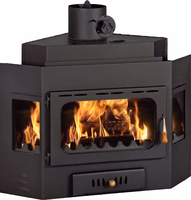 Inserto camino PRITY A W20 | 5 + 21,1 kW | Totale 26,1 kW | Ø200 mm | Caldaia da 34 l | Stufa a legna ad accumulo d'acqua