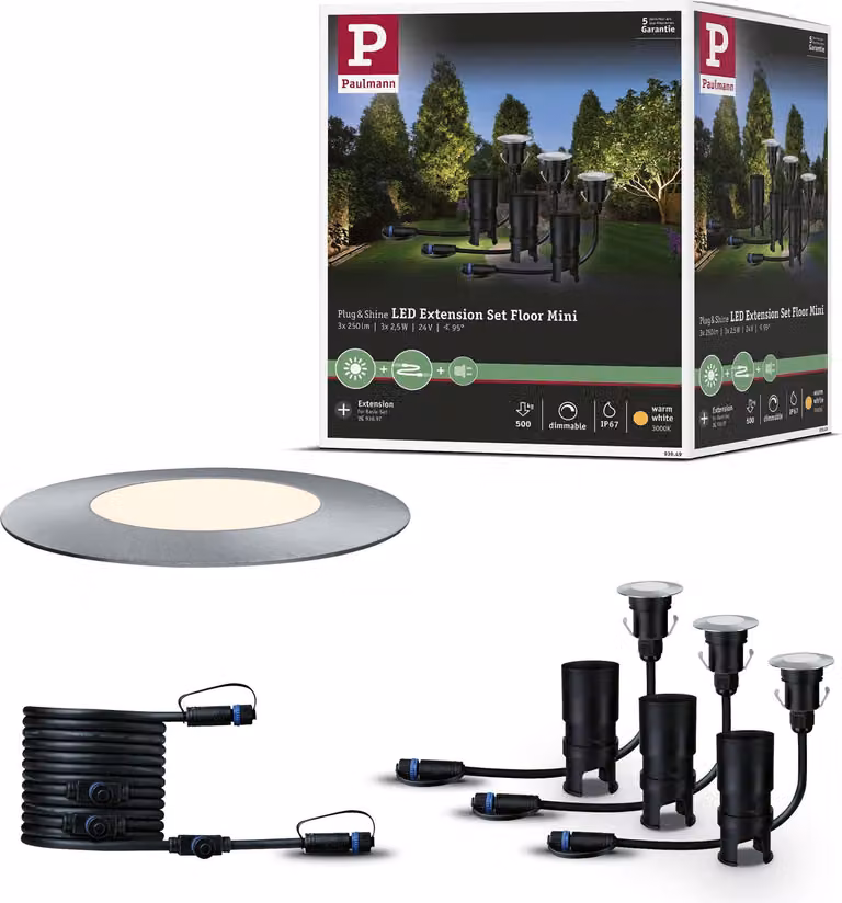 Paulmann Plug & Shine Luce da incasso a pavimento LED Set di prolunghe Floor Mini