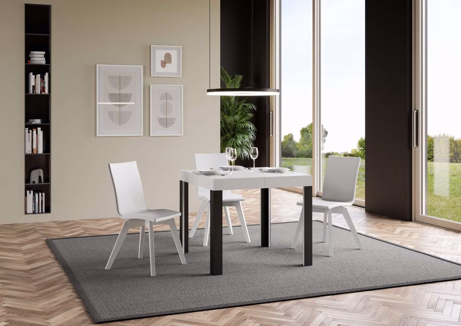 ITAMOBY - Tavolo allungabile 90/246x90 cm Linea bianco frassino gambe antracite