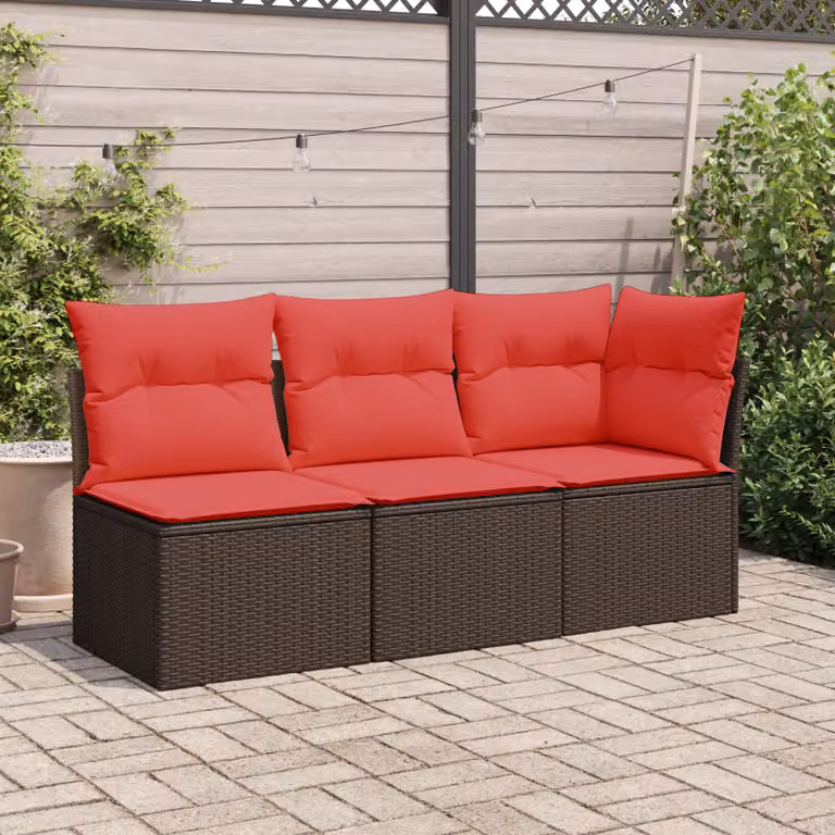 vidaXL Divano da giardino angolare moderno in polyrattan marrone con cuscini imbottiti e coperture rimovibili